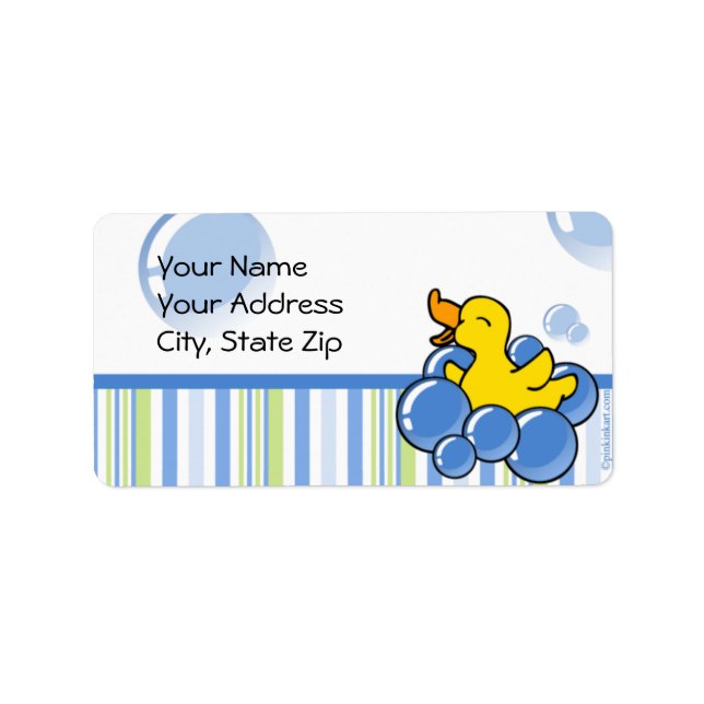 Blue Bubble Ducky Adressetikett (Framsidan)