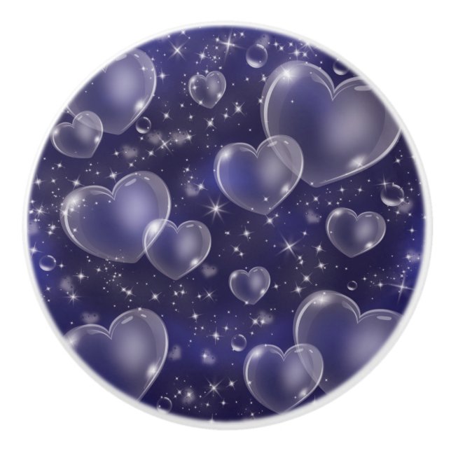 Blue Bubble Hearts Cute Girly Knopp (Framsidan)
