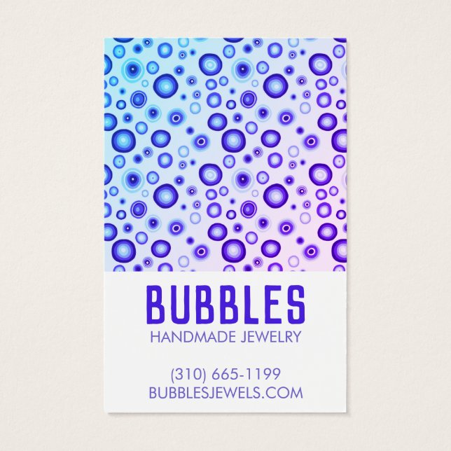 BLUE BUBBLES Earring Necklace Jewelry Visning Card Visitkort (Baksida)