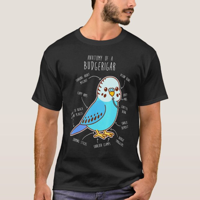 Blue Budgie Anatomy Classic T Shirt (Framsida)