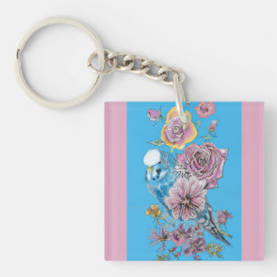 Blue Budgie Cute Whimsical Rosa Blue Girls