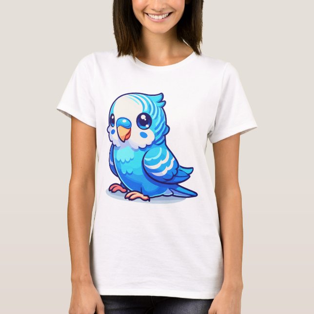 Blue Budgie Parakeet T Shirt (Framsida)