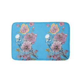Blue Budgie & Ro Art blommigt blommor Bath Mat Badrumsmatta