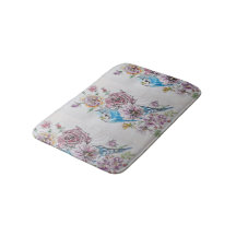 Blue Budgie & Ro Art blommigt blommor Bath Mat