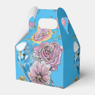 Blue Budgie & Ro Blommigt Party Cake Favoritbox Presentaskar