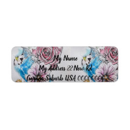 Blue Budgie Ro Watercolor Returetiketters Returadress Etikett