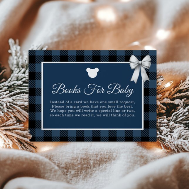 Blue Buffalo Plaid Bear Books for Baby Card Tilläggskort (Skapare uppladdad)