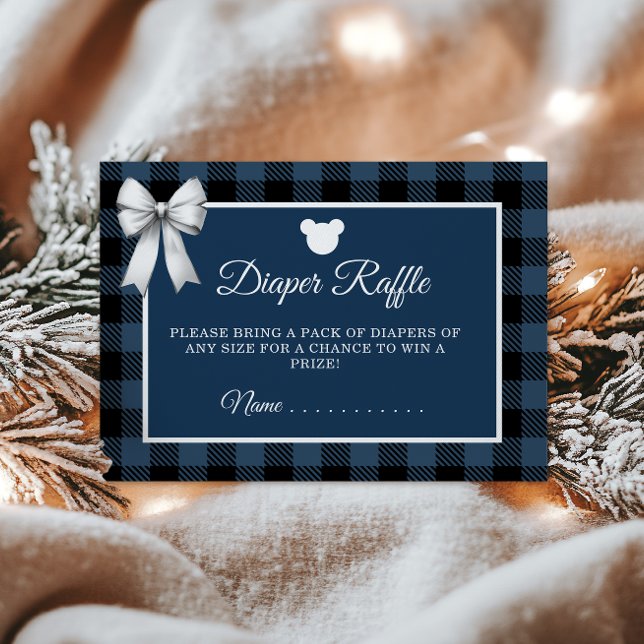 Blue Buffalo Plaid Bear Diaper Raffle Tilläggskort (Skapare uppladdad)