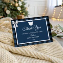 Blue Buffalo Plaid Bear Thank You Card Tack Kort