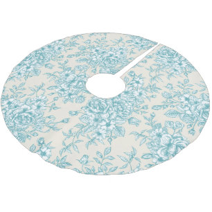 Blue Bukett med rosor Garden Blommönster Julgransmatta Borstad Polyester