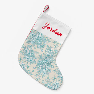 Blue Bukett med rosor Garden Blommönster Liten Julstrumpa