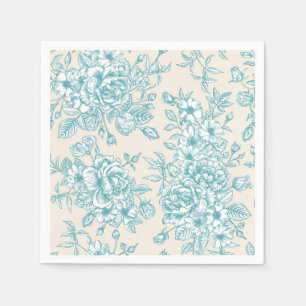 Blue Bukett med rosor Garden Blommönster Pappersservett