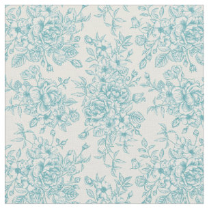 Blue Bukett med rosor Garden Blommönster Tyg