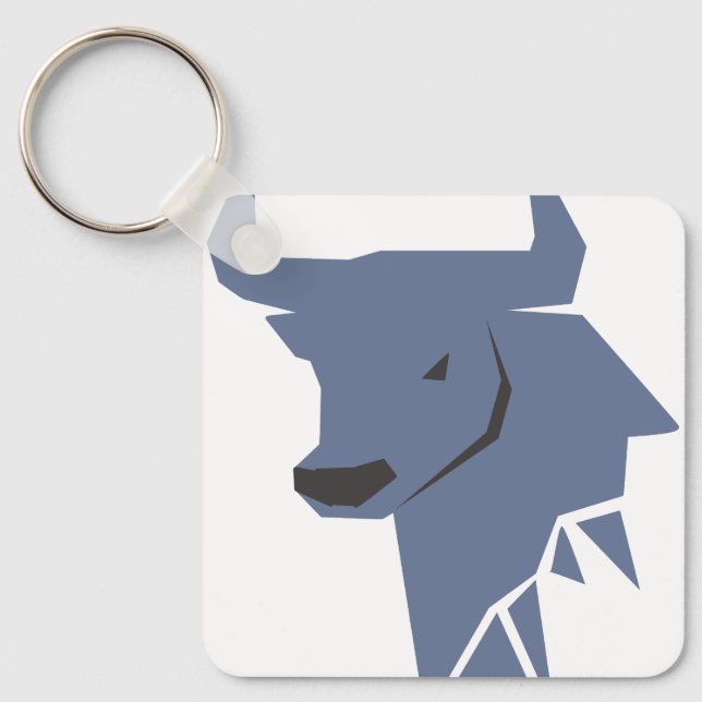 Blue Bull Zodiac – Cool Taurus Silhouette Nyckelri Nyckelring (Framsida)