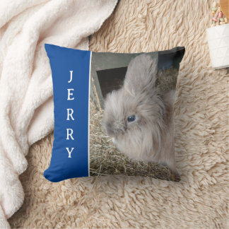 Blue Bunny Älskare Personlig Photo och Namn Kudde