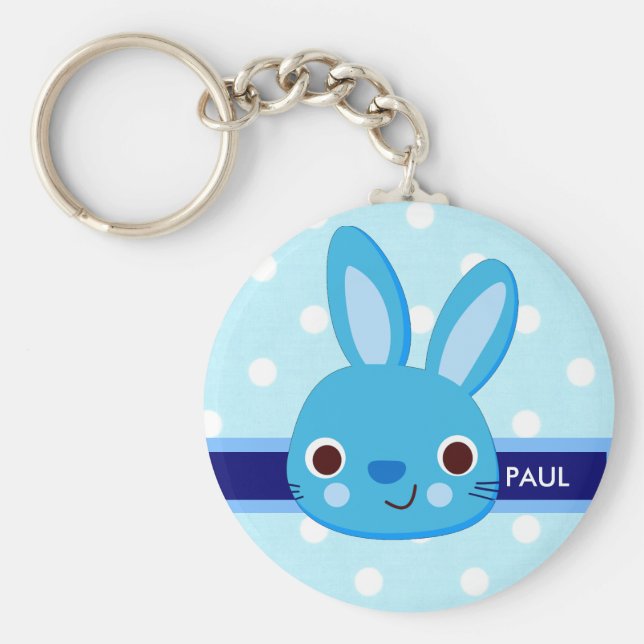Blue Bunny Ansikte Keychain Nyckelring (Framsidan)