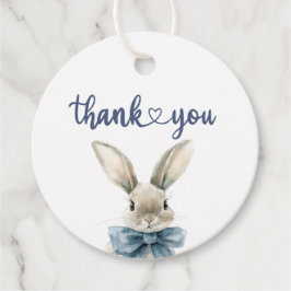 Blue Bunny Baby Shower Gåvor Etiketter