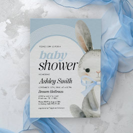 Blue Bunny Baby Shower Inbjudningar