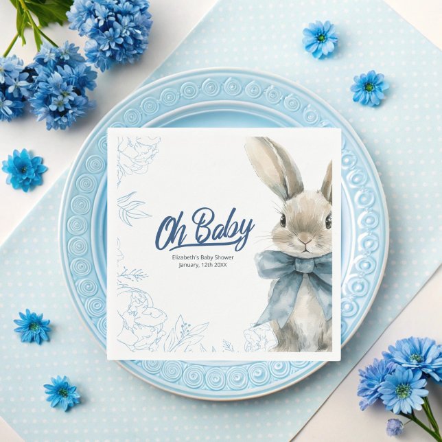 Blue Bunny Baby Shower Pappersservett (Skapare uppladdad)
