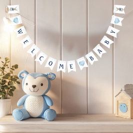 Blue Bunny Baby Shower Vimplar
