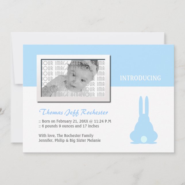 Blue Bunny Birth-meddelande Julkort (Framsida)