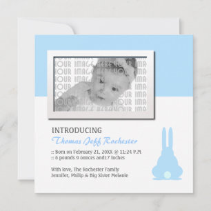 Blue Bunny Birth-meddelande Julkort