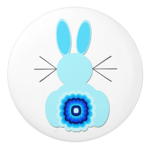 Blue Bunny Ceramic pull Knopp