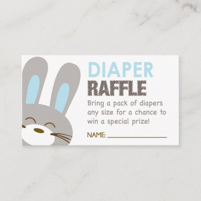 Blue Bunny Diaper Raffle Biljett Tilläggskort (Framsida)