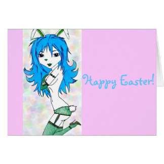 Blue Bunny Girl Hälsningskort