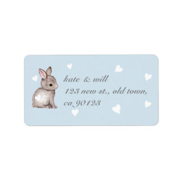 Blue Bunny Heart-Adressetiketter Adressetikett