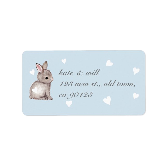 Blue Bunny Heart-Adressetiketter Adressetikett (Framsidan)
