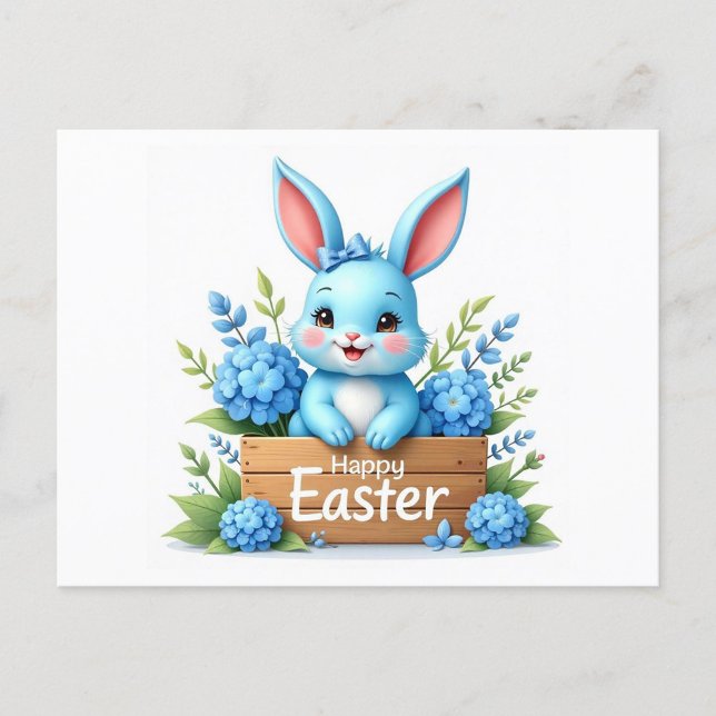 Blue Bunny Helg Vykort (Happy Easter Postcard!)