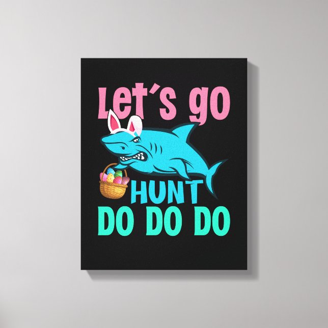 Blue Bunny Öron Shark Påskägg Hunt Canvastryck (Framsida)