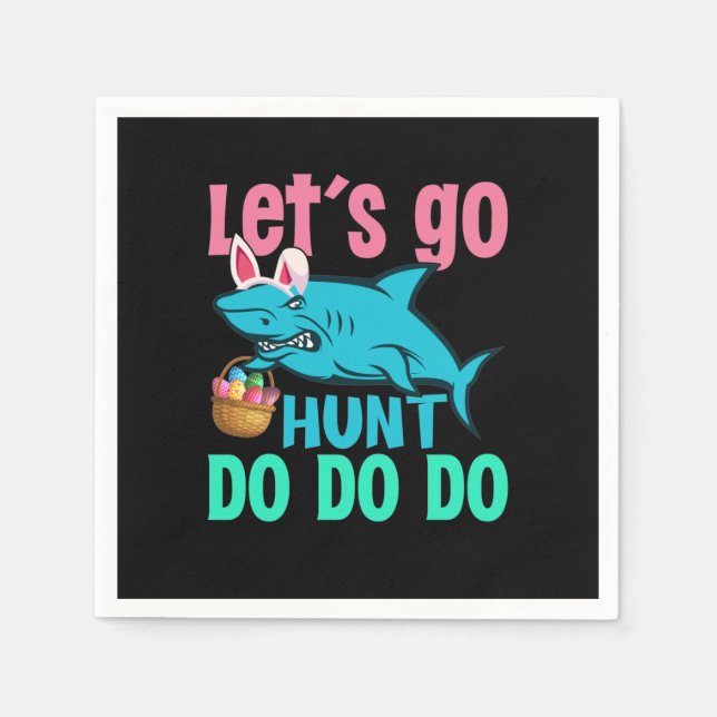 Blue Bunny Öron Shark Påskägg Hunt Pappersservett (Framsidan)