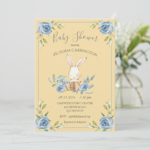 Blue Bunny Rabbit Gult Boy Shower Inbjudningar