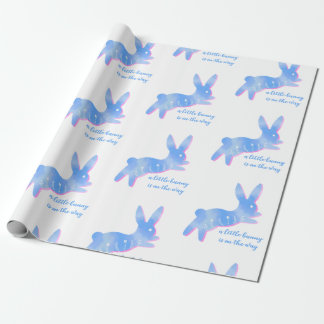 Blue Bunny Silhouette Cute Custom Boy Baby Shower  Presentpapper