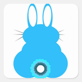 Blue Bunny Stickers Fyrkantigt Klistermärke