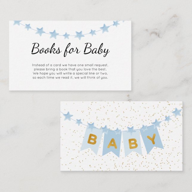 Blue Bunting Flaggor Baby Shower Bokar för Baby Tilläggskort (Fram/baksida)
