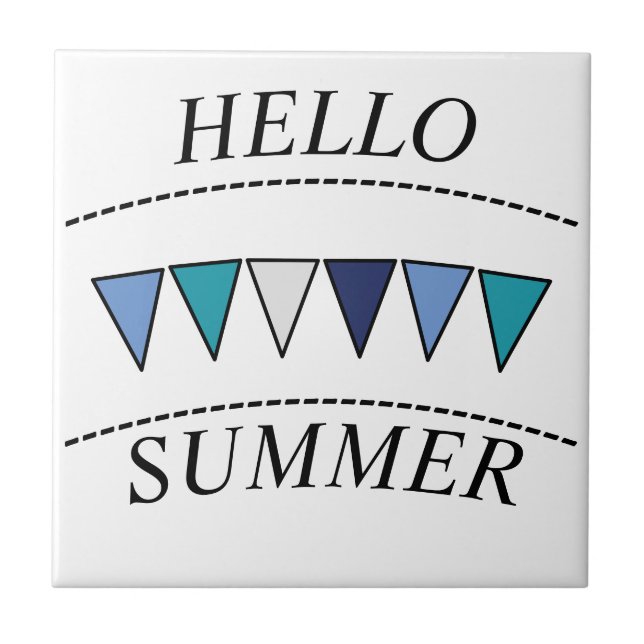 Blue Bunting Hej Summer Kakelplatta (Framsidan)