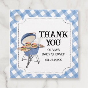 Blue Burger BBQ Baby Shower Gåvor Etiketter