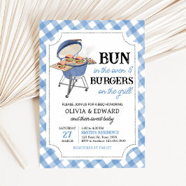 Blue Burger BBQ Baby Shower Inbjudningar