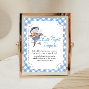 Blue Burger BBQ Baby Shower Late Natt Diables Poster