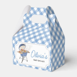 Blue Burger BBQ Baby Shower Presentaskar