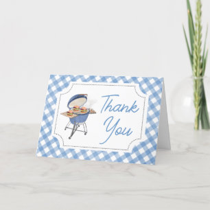 Blue Burger BBQ Baby Shower Tack Kort