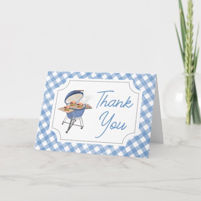 Blue Burger BBQ Baby Shower Tack Kort (Framsida)