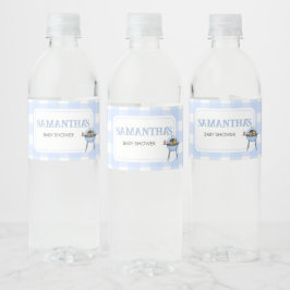 Blue Burger BBQ Baby Shower Vattenflaskor Etikett