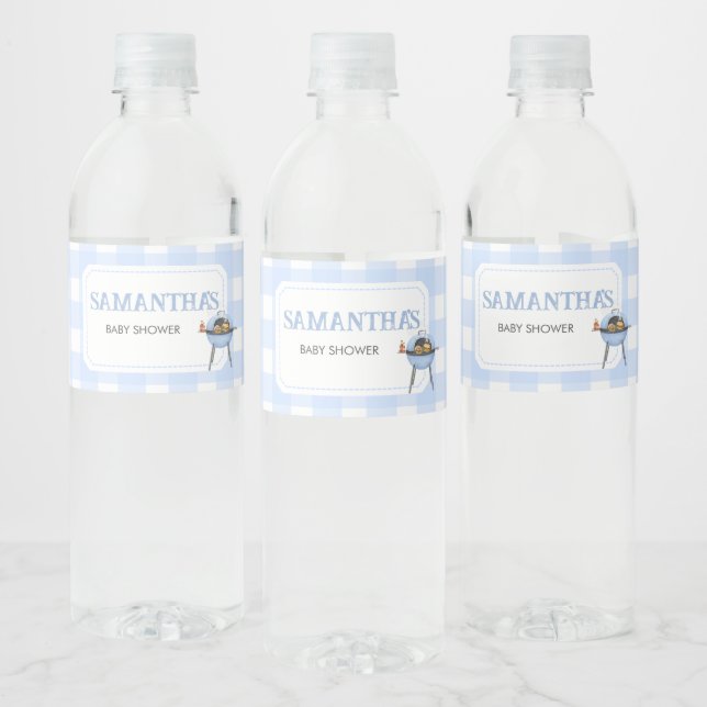 Blue Burger BBQ Baby Shower Vattenflaskor Etikett (Flaskor)