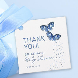 Blue Butterflies Boy Twillingars Baby Shower Tack Gåvor Etiketter