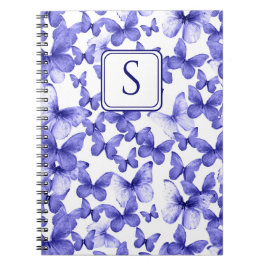 Blue Butterflies Modern Elegant Anpassningsbar Mon Anteckningsbok