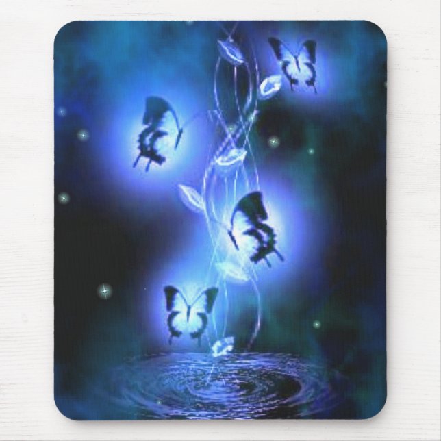Blue Butterflies Mousepad Musmatta (Framsidan)